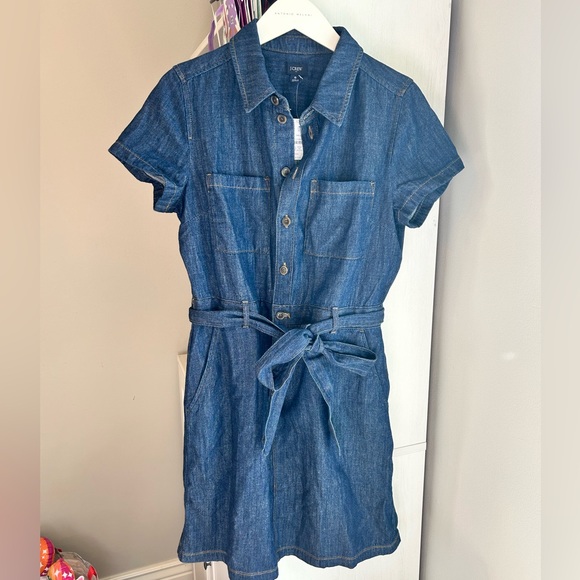 J Crew Factory Denim Utility Mini Dress NWT - Picture 6 of 7